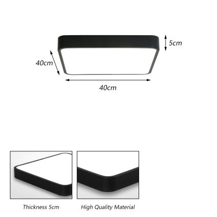 Brilagi - LED lubinis šviestuvas POOL LED/36W/230V 3000/4500/6000K 40x40 cm juoda