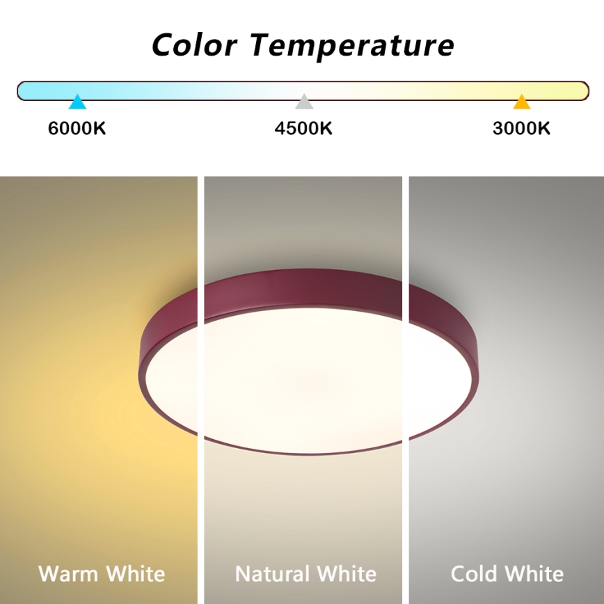 Brilagi - LED lubinis šviestuvas POOL LED/48W/230V 3000/4000/6000K, skersmuo 40 cm, bordo