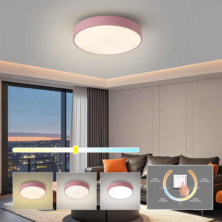 Brilagi - LED lubų šviestuvas POOL LED/48W/230V 3000/4000/6000K skersm. 40 cm rožinis