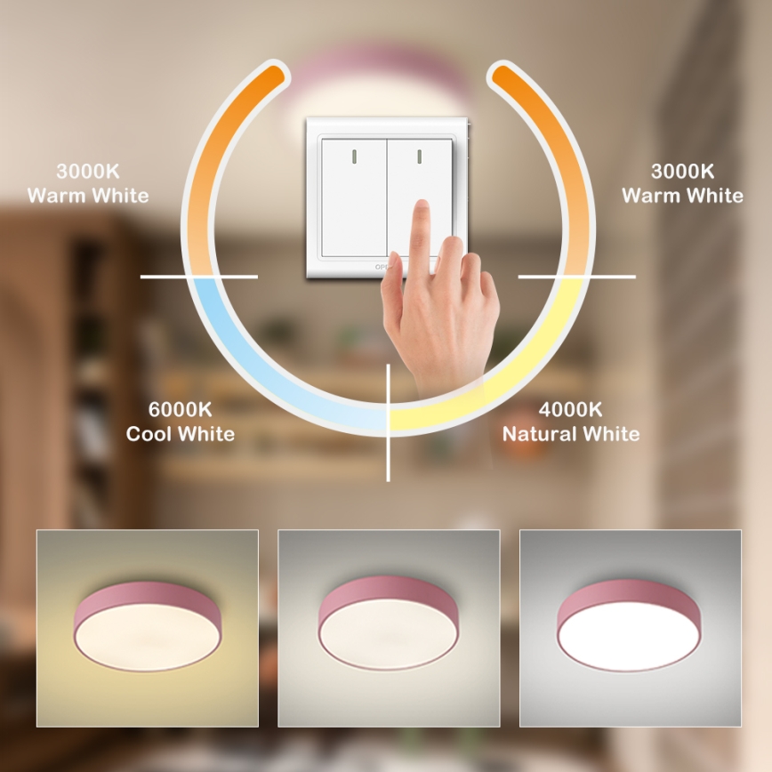 Brilagi - LED lubų šviestuvas POOL LED/48W/230V 3000/4000/6000K skersm. 40 cm rožinis