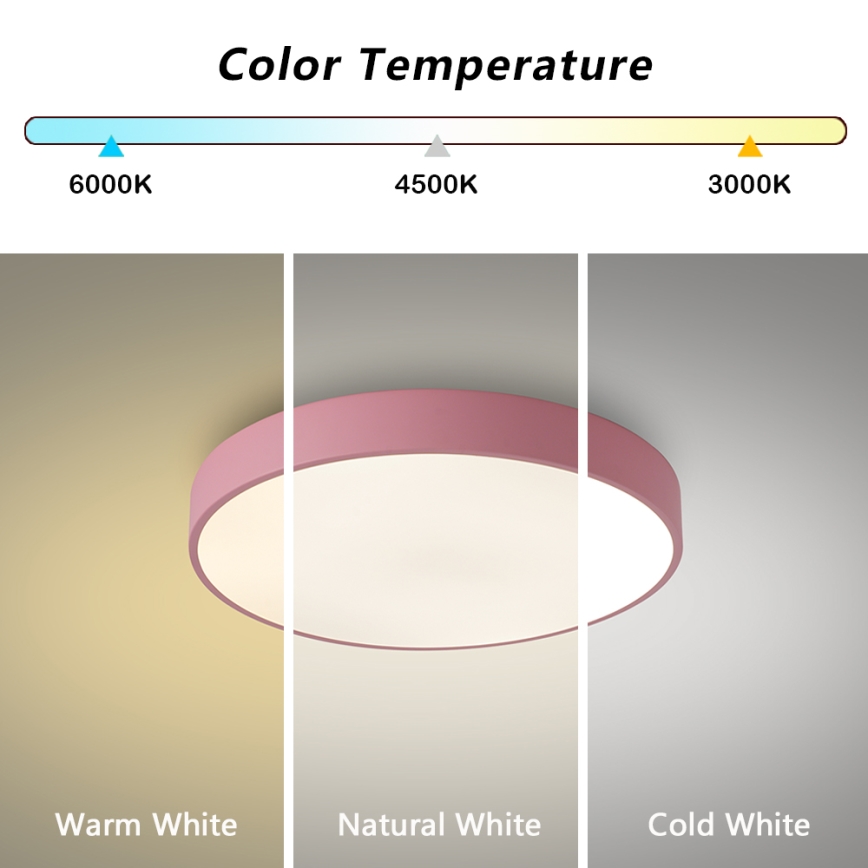 Brilagi - LED lubų šviestuvas POOL LED/48W/230V 3000/4000/6000K skersm. 40 cm rožinis