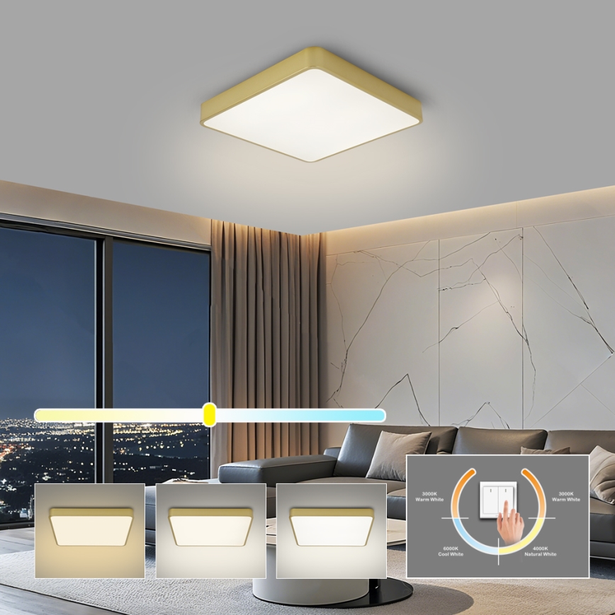 Brilagi - LED lubinis šviestuvas POOL LED/48W/230V 3000/4000/6000K 50x50 cm auksinis