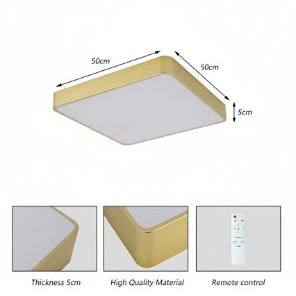 Brilagi - LED lubinis šviestuvas POOL LED/48W/230V 3000/4000/6000K 50x50 cm auksinis
