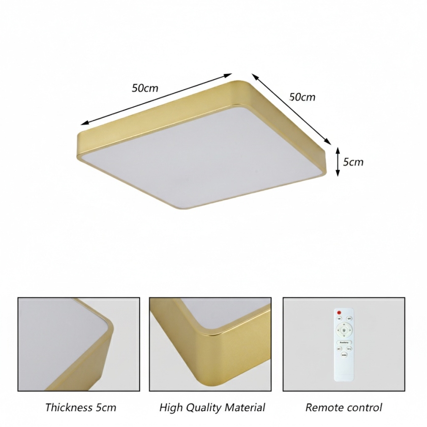 Brilagi - LED lubinis šviestuvas POOL LED/48W/230V 3000/4000/6000K 50x50 cm auksinis