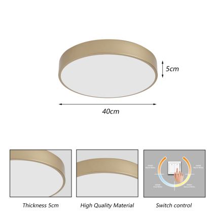BRILAGI - LED lubinis šviestuvas POOL LED/48W/230V 3000/4000/6000K skersmuo 40 cm auksinis