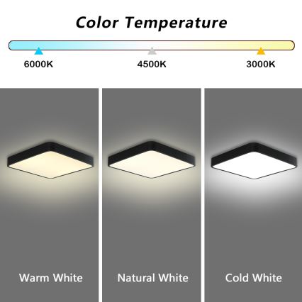 Brilagi - LED lubinis šviestuvas POOL LED/48W/230V 3000/4500/6000K 50x50 cm juoda