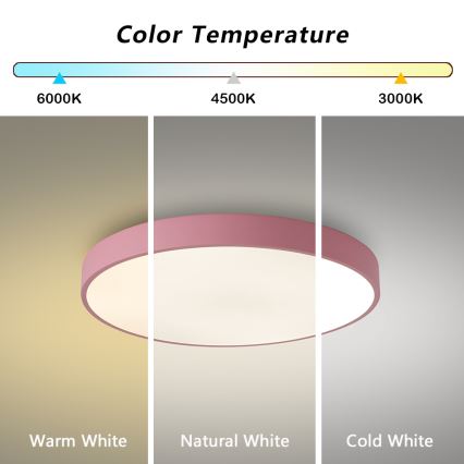 Brilagi - LED lubinis šviestuvas POOL, 60 W, 230 V, 3000/4000/6000 K, skersmuo 50 cm, rožinis