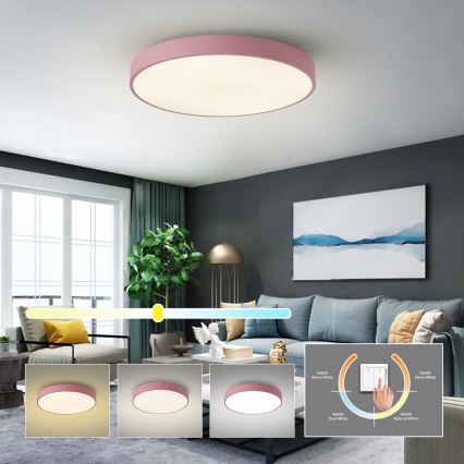 Brilagi - LED lubinis šviestuvas POOL, 60 W, 230 V, 3000/4000/6000 K, skersmuo 60 cm, rožinė