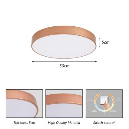 BRILAGI - LED lubinis šviestuvas POOL LED/60W/230V 3000/4000/6000K skersmuo 50 cm bronzinis