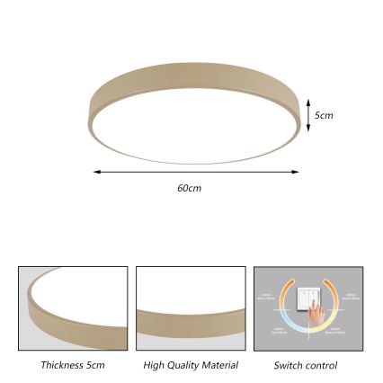 Brilagi - LED lubų šviestuvas POOL LED/60W/230V 3000/4000/6000K Ø 60 cm, smėlinė