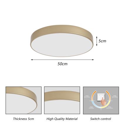 BRILAGI - LED lubinis šviestuvas POOL LED/60W/230V 3000/4000/6000K Ø 50 cm auksinis