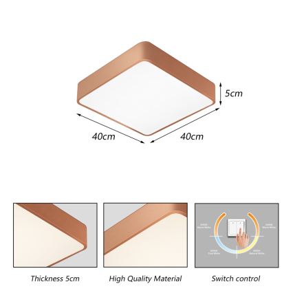 BRILAGI - LED lubinis šviestuvas POOL SQUARE LED/36W/230V 3000/4000/6000K 40x40 cm bronzinis