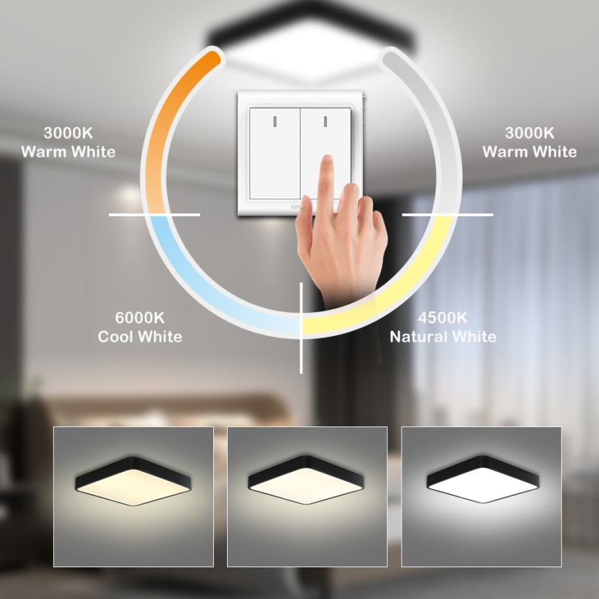 Brilagi - LED lubinis šviestuvas POOL SQUARE LED/36W/230V 3000/4500/6000K 40x40 cm juodas