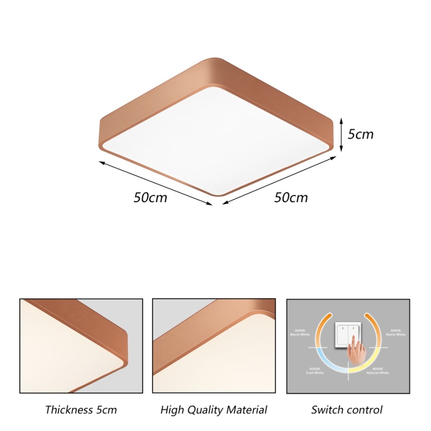 BRILAGI - LED lubinis šviestuvas POOL SQUARE LED/48W/230V 3000/4000/6000K 50x50 cm varinis