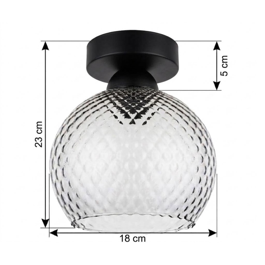BRILAGI - LED lubinis šviestuvas RETRO GLASS 1xE27/60W/230V skersmuo 18 cm juoda/dūminė pilka