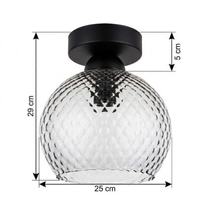BRILAGI - LED lubinis šviestuvas RETRO GLASS 1xE27/60W/230V Ø 25 cm juoda/dūminė pilka
