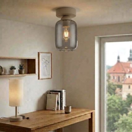 BRILAGI - LED Lubinis šviestuvas RETRO GLASS 1xE27/60W/230V Ø 14 cm smėlio/dūminė pilka