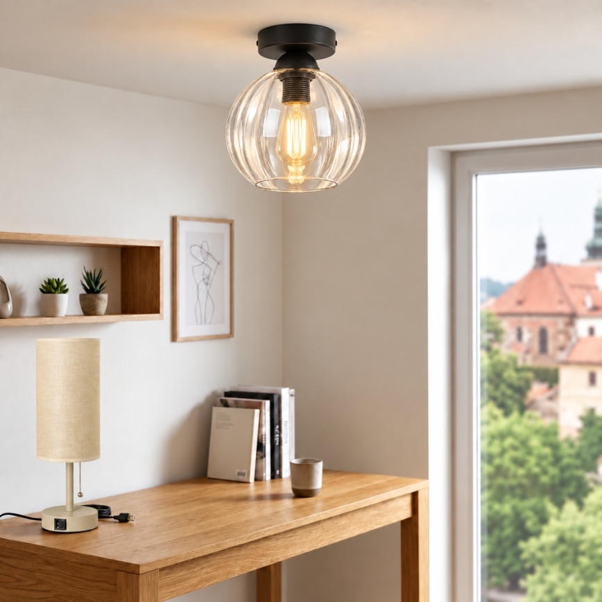 BRILAGI - LED lubinis šviestuvas RETRO GLASS 1xE27/60W/230V skersm. 18 cm juoda/skaidri