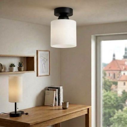 BRILAGI - LED lubinis šviestuvas RETRO GLASS 1xE27/60W/230V skersmuo 10 cm juoda/balta