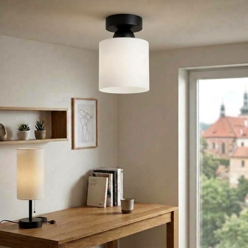 BRILAGI - LED lubinis šviestuvas RETRO GLASS 1xE27/60W/230V skersmuo 10 cm juoda/balta