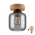 BRILAGI - LED lubinis šviestuvas RETRO GLASS 1xE27/60W/230V skersmuo 14 cm ąžuolas/dūminė pilka