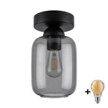 BRILAGI - LED lubinis šviestuvas RETRO GLASS 1xE27/60W/230V skersmuo 14 cm juoda/dūminė pilka