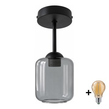 BRILAGI - LED lubinis šviestuvas RETRO GLASS 1xE27/60W/230V skersmuo 14 cm juoda/dūminė pilka