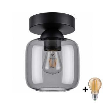 BRILAGI - LED lubinis šviestuvas RETRO GLASS 1xE27/60W/230V skersmuo 14 cm juoda/dūminė pilka