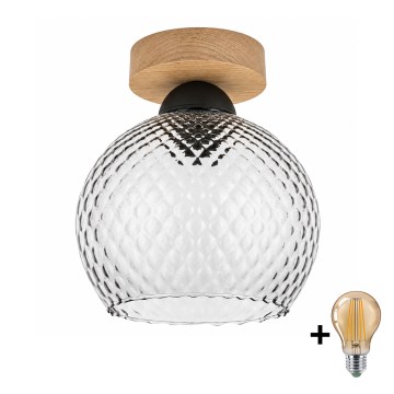 BRILAGI - LED lubinis šviestuvas RETRO GLASS 1xE27/60W/230V skersmuo 18 cm ąžuolas/dūminė pilka