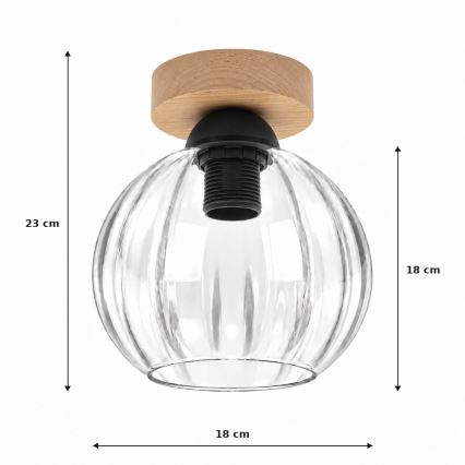BRILAGI - LED lubinis šviestuvas RETRO GLASS 1xE27/60W/230V skersmuo 18 cm ąžuolas/skaidrus