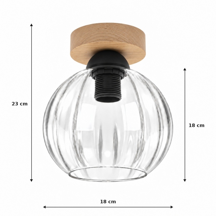 BRILAGI - LED lubinis šviestuvas RETRO GLASS 1xE27/60W/230V skersmuo 18 cm ąžuolas/skaidrus