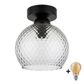 BRILAGI - LED lubinis šviestuvas RETRO GLASS 1xE27/60W/230V skersmuo 18 cm juoda/dūminė pilka