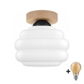 BRILAGI - LED lubinis šviestuvas RETRO GLASS 1xE27/60W/230V skersmuo 20 cm ąžuolas/balta