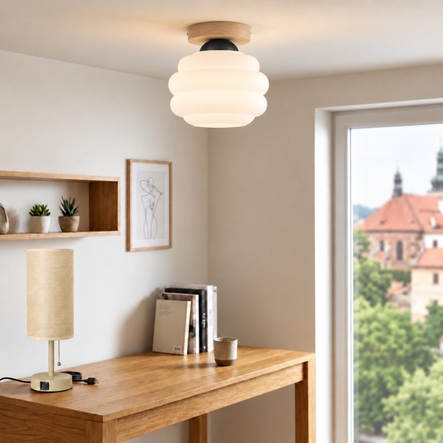 BRILAGI - LED lubinis šviestuvas RETRO GLASS 1xE27/60W/230V skersmuo 20 cm ąžuolas/balta