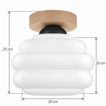 BRILAGI - LED lubinis šviestuvas RETRO GLASS 1xE27/60W/230V skersmuo 20 cm ąžuolas/balta