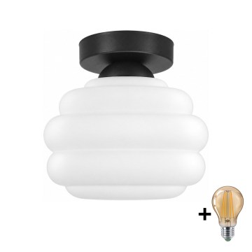 BRILAGI - LED lubinis šviestuvas RETRO GLASS 1xE27/60W/230V skersmuo 20 cm juoda/balta