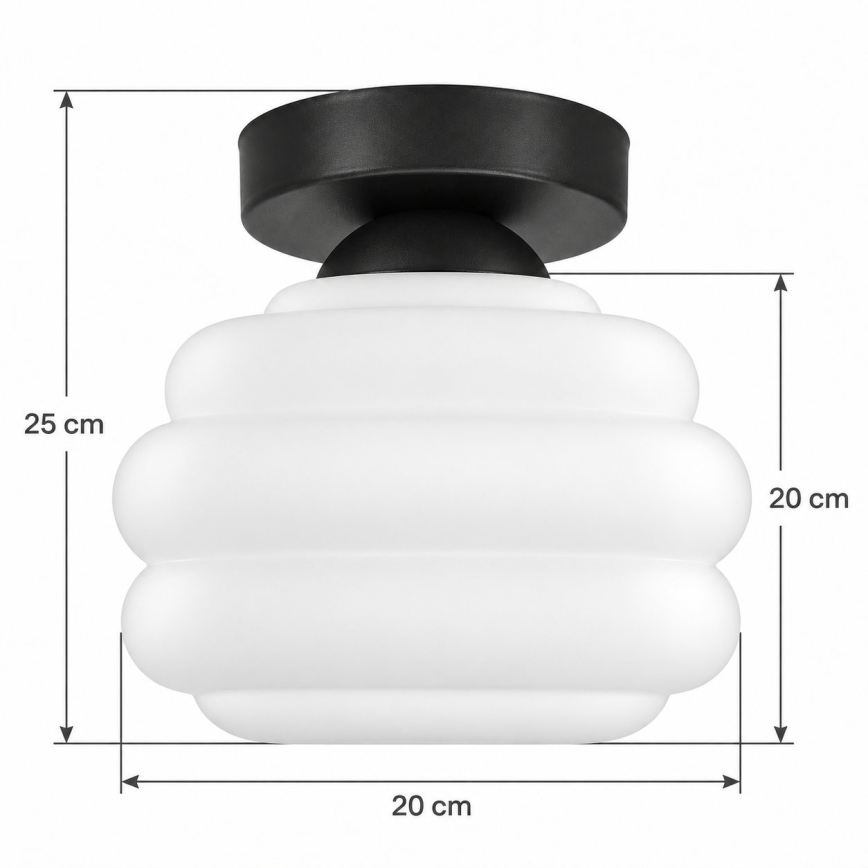 BRILAGI - LED lubinis šviestuvas RETRO GLASS 1xE27/60W/230V skersmuo 20 cm juoda/balta