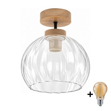 BRILAGI - LED Lubinis šviestuvas RETRO GLASS 1xE27/60W/230V skersmuo 25 cm ąžuolas/skaidrus