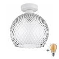 BRILAGI - LED lubinis šviestuvas RETRO GLASS 1xE27/60W/230V skersmuo 25 cm balta/dūminė pilka