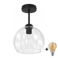 BRILAGI - LED lubinis šviestuvas RETRO GLASS 1xE27/60W/230V skersmuo 25 cm juodas/skaidrus