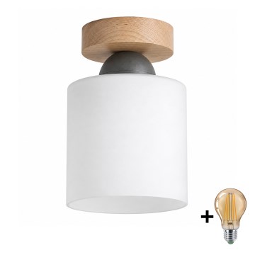 BRILAGI - LED lubinis šviestuvas RETRO GLASS 1xE27/60W/230V Ø 10 cm ąžuolas/balta