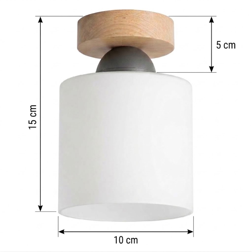 BRILAGI - LED lubinis šviestuvas RETRO GLASS 1xE27/60W/230V Ø 10 cm ąžuolas/balta