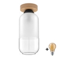 BRILAGI - LED lubinis šviestuvas RETRO GLASS 1xE27/60W/230V Ø 14 cm ąžuolas/balta