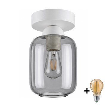 BRILAGI - LED lubinis šviestuvas RETRO GLASS 1xE27/60W/230V Ø 14 cm balta/dūminė pilka