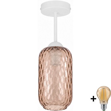 BRILAGI - LED lubinis šviestuvas RETRO GLASS 1xE27/60W/230V Ø 14 cm balta/dūminė ruda