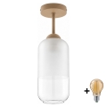 BRILAGI - LED lubinis šviestuvas RETRO GLASS 1xE27/60W/230V Ø 14 cm smėlio/balta