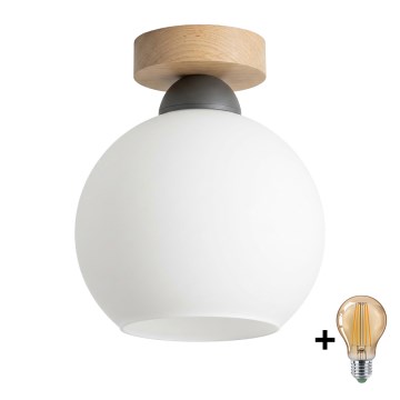 BRILAGI - LED lubinis šviestuvas RETRO GLASS 1xE27/60W/230V Ø 15 cm ąžuolas/balta