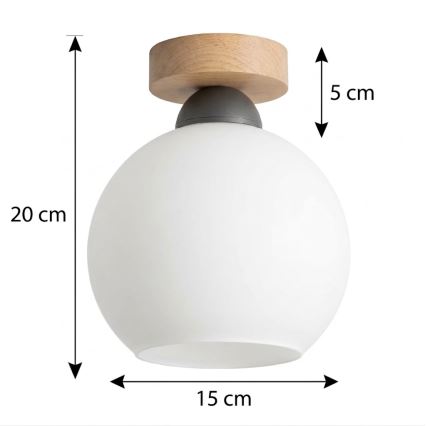 BRILAGI - LED lubinis šviestuvas RETRO GLASS 1xE27/60W/230V Ø 15 cm ąžuolas/balta