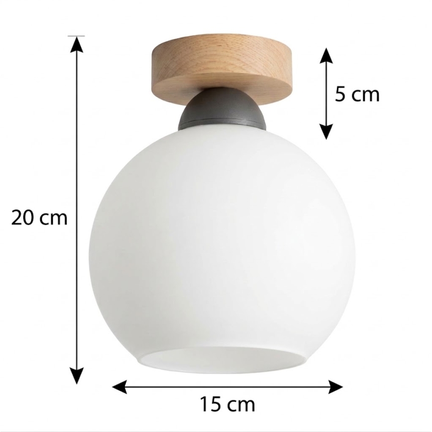 BRILAGI - LED lubinis šviestuvas RETRO GLASS 1xE27/60W/230V Ø 15 cm ąžuolas/balta
