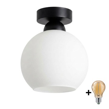 BRILAGI - LED lubinis šviestuvas RETRO GLASS 1xE27/60W/230V Ø 15 cm juoda/balta